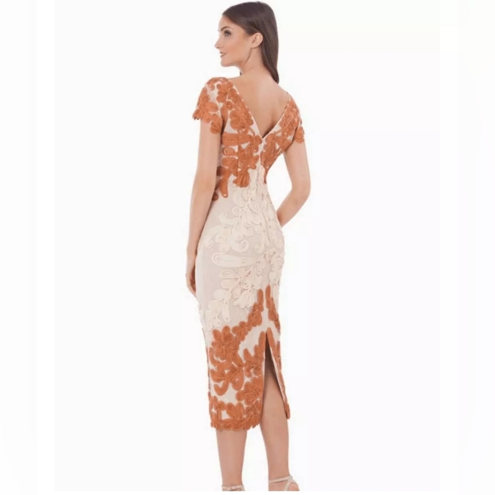 Js Collections Soutache Salmon Two-Tone Lace Midi… - image 3
